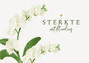 Condoleancekaart sterkte orchidee bloem wit groen