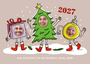 Dansende kerstbal kerstboom en kerstkado fotocollage