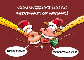 Een verrekt grappige kerstkaart met twee giraffen