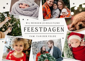 Eenvoudige moderne fotocollage kerstkaart met 7 foto's