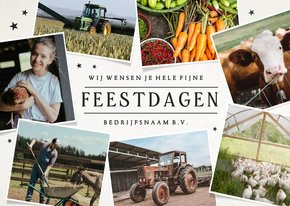 Eenvoudige zakelijke fotocollage kerstkaart met 7 foto's