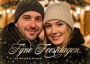 Enkele fotokaart kerstmis met 1 grote foto en sterretjes 