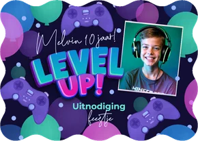 Enkele uitnodiging game party level up wave