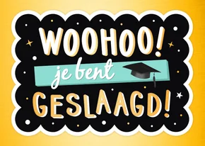Feestelijke felicitatiekaart geslaagd met sterretjes