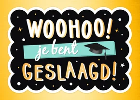 Feestelijke felicitatiekaart geslaagd met sterretjes