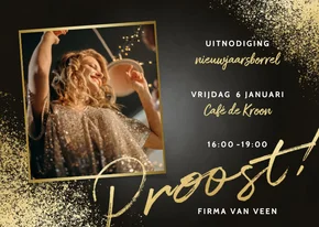 Feestelijke uitnodiging nieuwjaarsborrel foto proost