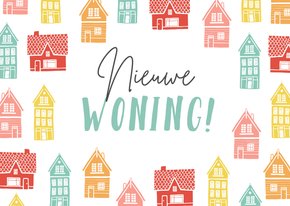 Felicitatiekaart huisjes gefeliciteerd nieuwe woning 