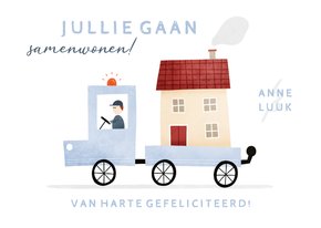 Felicitatiekaartje jullie gaan samenwonen busje met huis