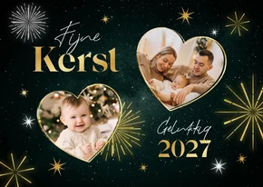 Fijne kerst gelukkig 2027 kerstkaart vuurwerk sterren foto's