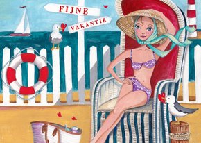 Fijne Vakantie Strand Illustratie