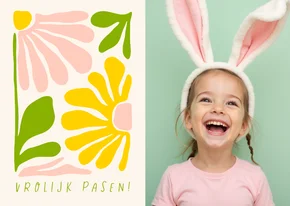 Foto paaskaart met abstracte bloemen vrolijk