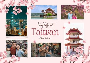 Fotocollage azië bloesem groetjes uit Taiwan