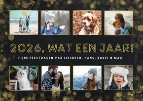 Fotocollage kaart kerstmis met 8 foto's - 2026 wat een jaar
