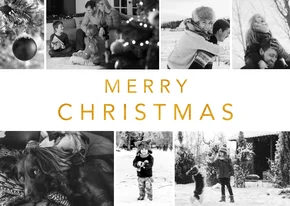 Fotocollage kerstkaart met zwart wit foto's