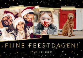 Fotocollage kerstkaart sterren met 3 foto's