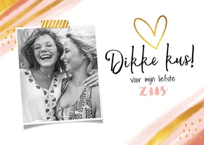 Fotokaart dikke kus goud roze foto liefs