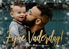 Fotokaart fijne vaderdag met 1 grote foto en goudlook kader