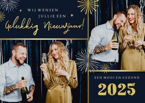 Fotokaart fotocollage goud vuurwerk liefde nieuwjaar