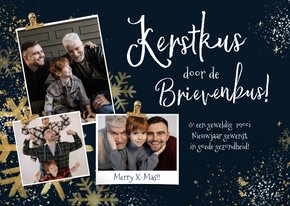 Fotokaart Kerst 'Kerstkus' gouden elementen sterren spetters