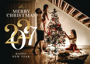 Fotokaart kerst nieuwjaar goud 2027 stijlvol modern