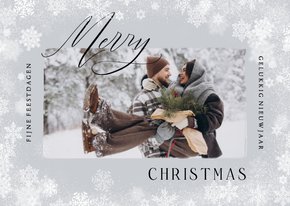 Fotokaart kerst nieuwjaar sneeuw foto stijlvol