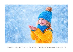 Fotokaart kerst wit met 1 grote foto en aanpasbare tekst