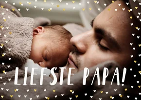 Fotokaart liggend met goudlook hartjeskader