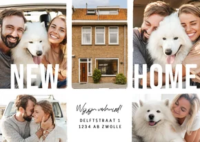 Fotokaart new home fotocollage verhuisd persoonlijk bericht