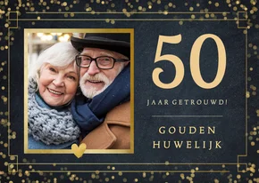 Fotokaart trouwdag gouden huwelijk - vintage look