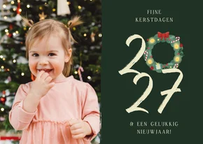 Fotokaartje kerstdagen kerstkrans met grote foto en 2027