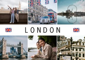 Fotokaartje London ansichtkaart met vlaggetjes