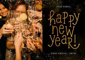 Fotokaartje nieuwjaar Happy New Year goudlook