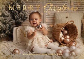 Fotokaartje voor kerst met goudfolie merry christmas