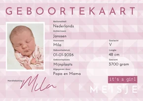 Geboorte identiteitskaart  meisje