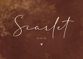 Geboortekaartje goud poeder roestkleurige waterverf