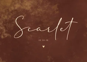 Geboortekaartje goud poeder roestkleurige waterverf