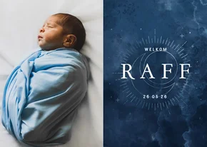 Geboortekaartje wolkjes met foto, maan en zon