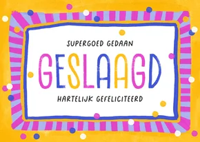 Geslaagd felicitatiekaart verf kleurrijk confetti diploma