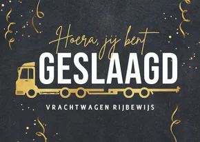 Geslaagd vrachtwagen rijbewijs gefeliciteerd slingers