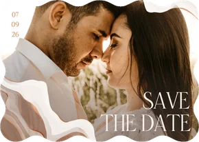 Golvende save the date foto stijlvol met marmereffect 