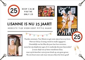 Grappige 25 jaar verjaardag spandoek felicitatiekaart 