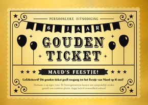 Grappige gouden ticket uitnodiging voor een kinderfeestje