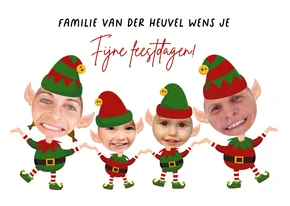 Grappige kerstkaart - maak een kerstelf van jezelf - 4 pers