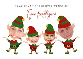 Grappige kerstkaart - maak een kerstelf van jezelf - 4 pers