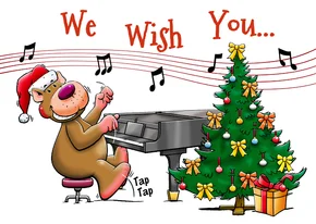Grappige kerstkaart met beertjes in muziekthema