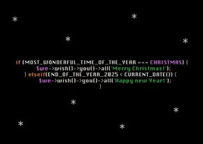 Grappige kerstkaart voor de ICT branch met kerst broncode 