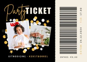 Grappige party ticket uitnodiging kerstfeest of kerstborrel 