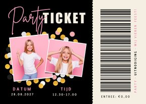 Grappige uitnodiging kinderfeestje party ticket entreebewijs