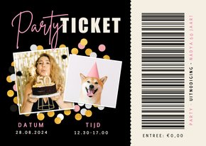 Grappige uitnodiging verjaardag als entree party ticket