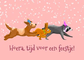 Grappige verjaardagskaart rennende dieren